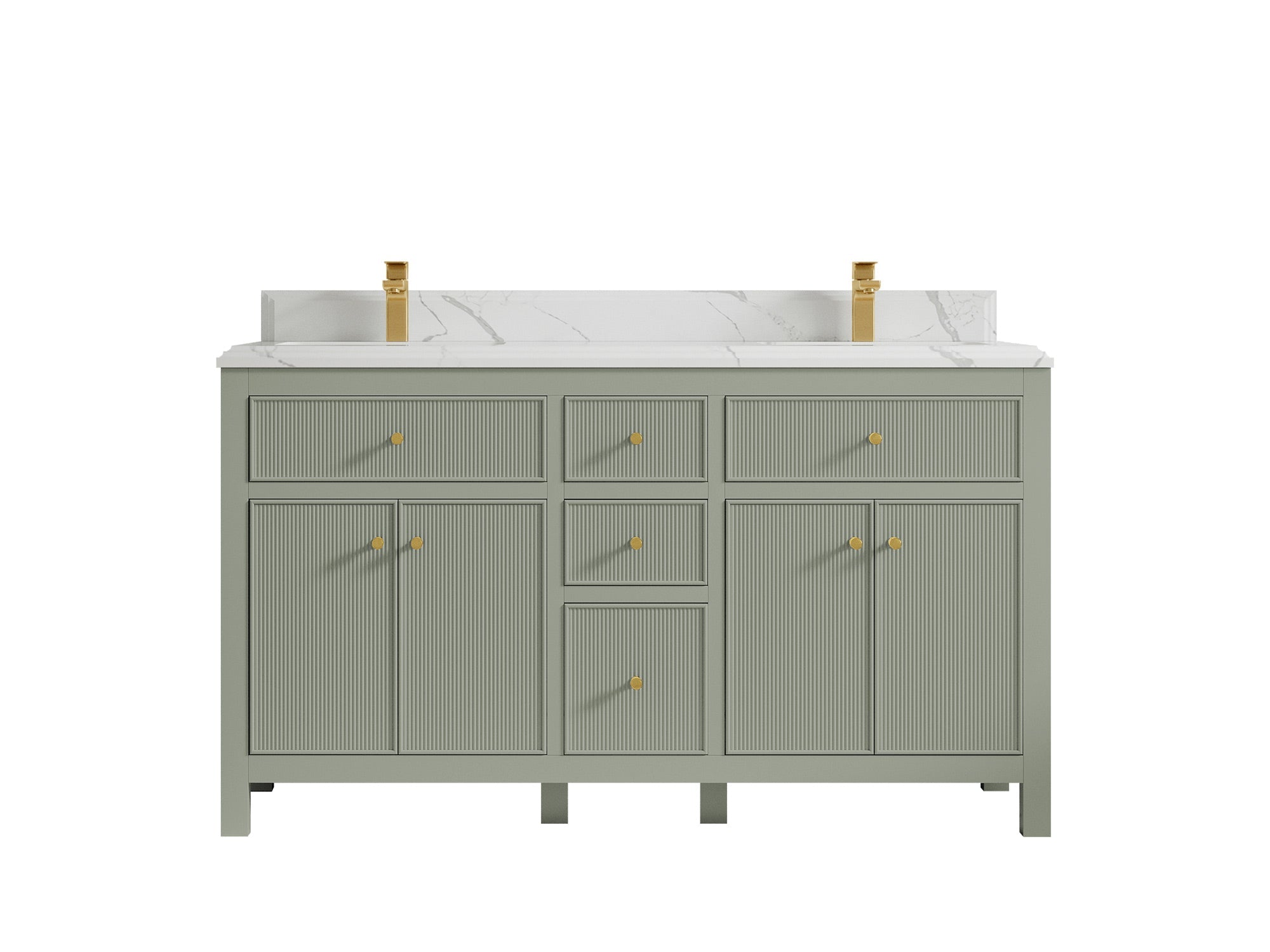 Sonoma 60 in W x 22 in D Free Standing Reeded Double Sink Bathroom Vanity