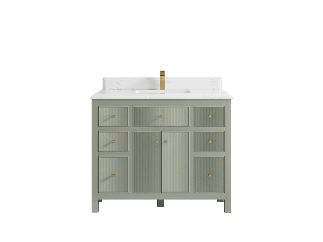 Sonoma 42 in. W x 22 in. D Single Sink Bathroom Vanity in Evergreen with Double Cove Edge 1.5 in Empira White Quartz Countertop