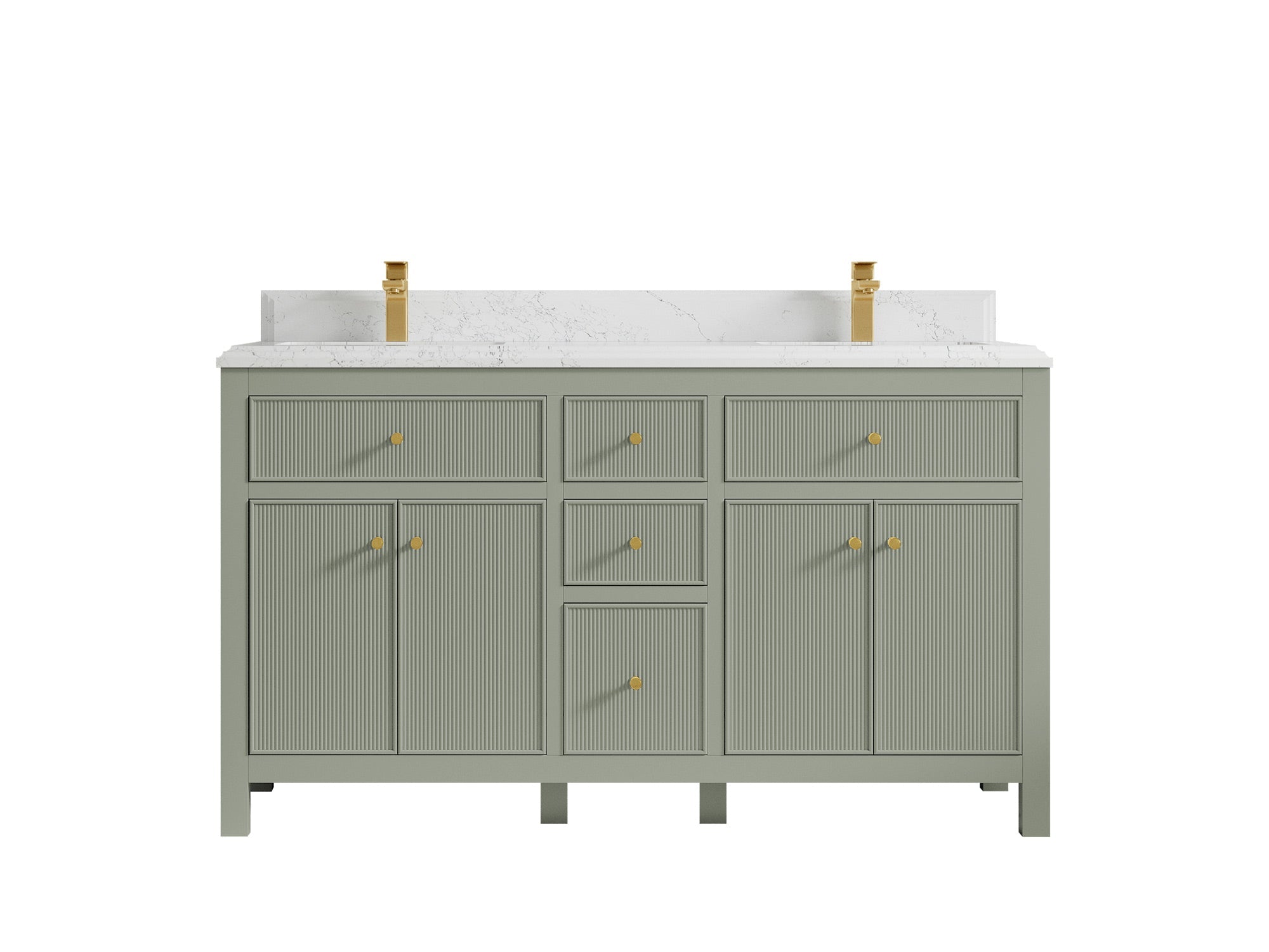 Sonoma 60 in W x 22 in D Free Standing Reeded Double Sink Bathroom Vanity