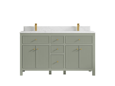 Sonoma 60 in W x 22 in D Free Standing Reeded Double Sink Bathroom Vanity