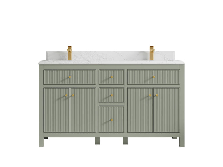 Sonoma 60 in W x 22 in D Free Standing Reeded Double Sink Bathroom Vanity - photo 16