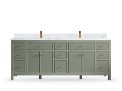 Sonoma84 Evergreen vanity with Empira Quartz, Double Cove, front view
