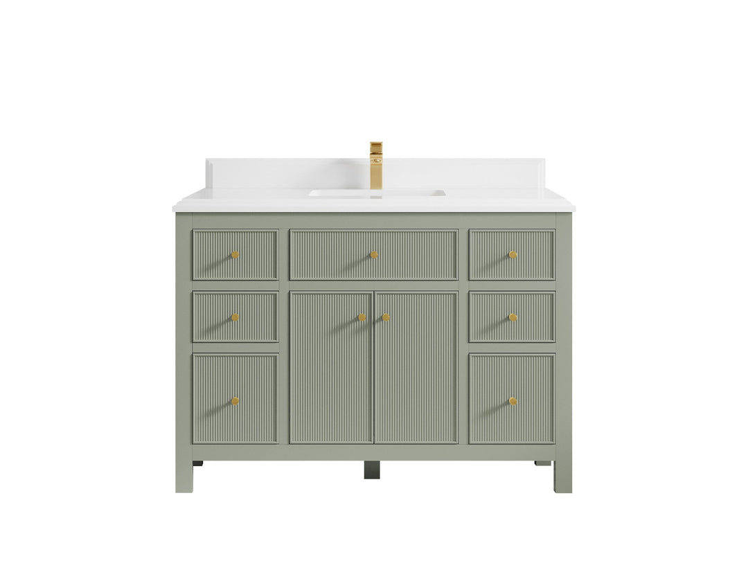 Sonoma 48 in. W x 22 in. D Single Sink Bathroom Vanity in Evergreen with Double Cove Edge 1.5 in White Quartz Countertop