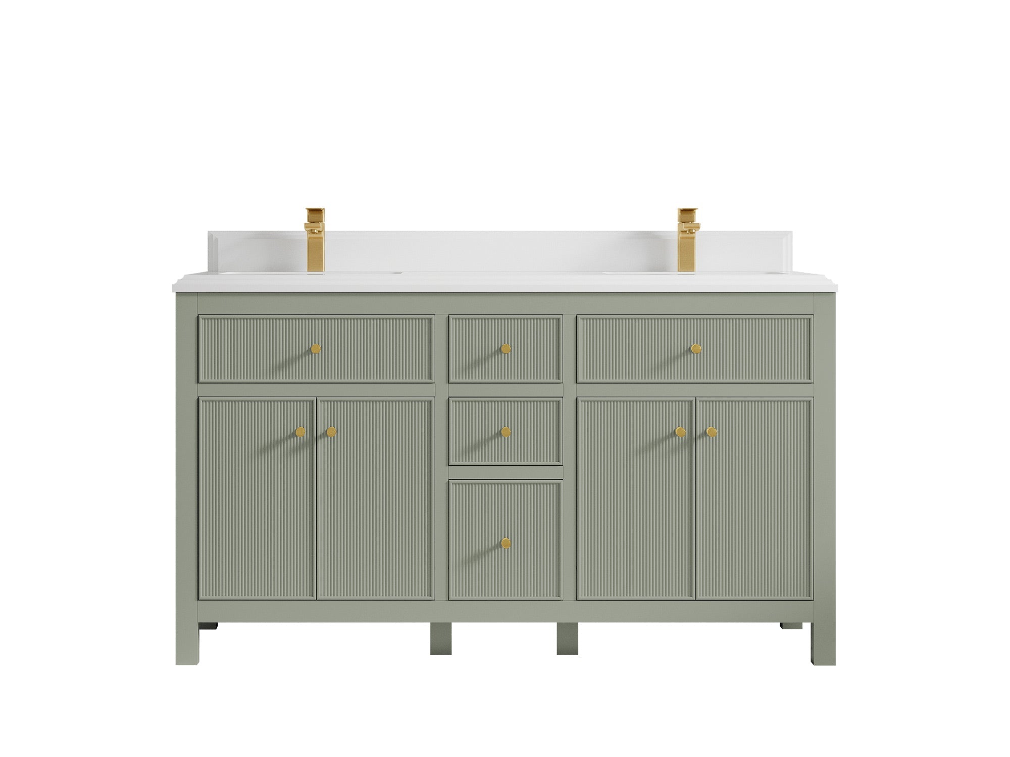 Sonoma 60 in W x 22 in D Free Standing Reeded Double Sink Bathroom Vanity