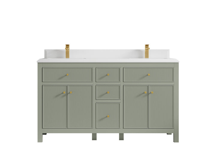 Sonoma 60 in W x 22 in D Free Standing Reeded Double Sink Bathroom Vanity - photo 17