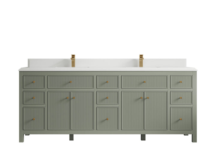 Sonoma 84 in W x 22 in D Free Standing Reeded Double Sink Bathroom Vanity - photo 22