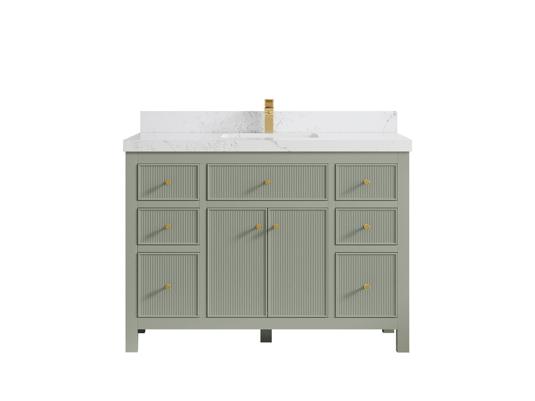 Sonoma 48 in. W x 22 in. D Single Sink Bathroom Vanity in Evergreen with 2 in. Empira White Quartz Countertop