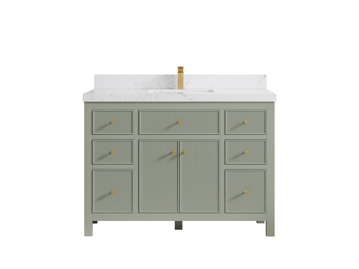Sonoma 48 in. W x 22 in. D Single Sink Bathroom Vanity in Evergreen with 2 in. Empira White Quartz Countertop
