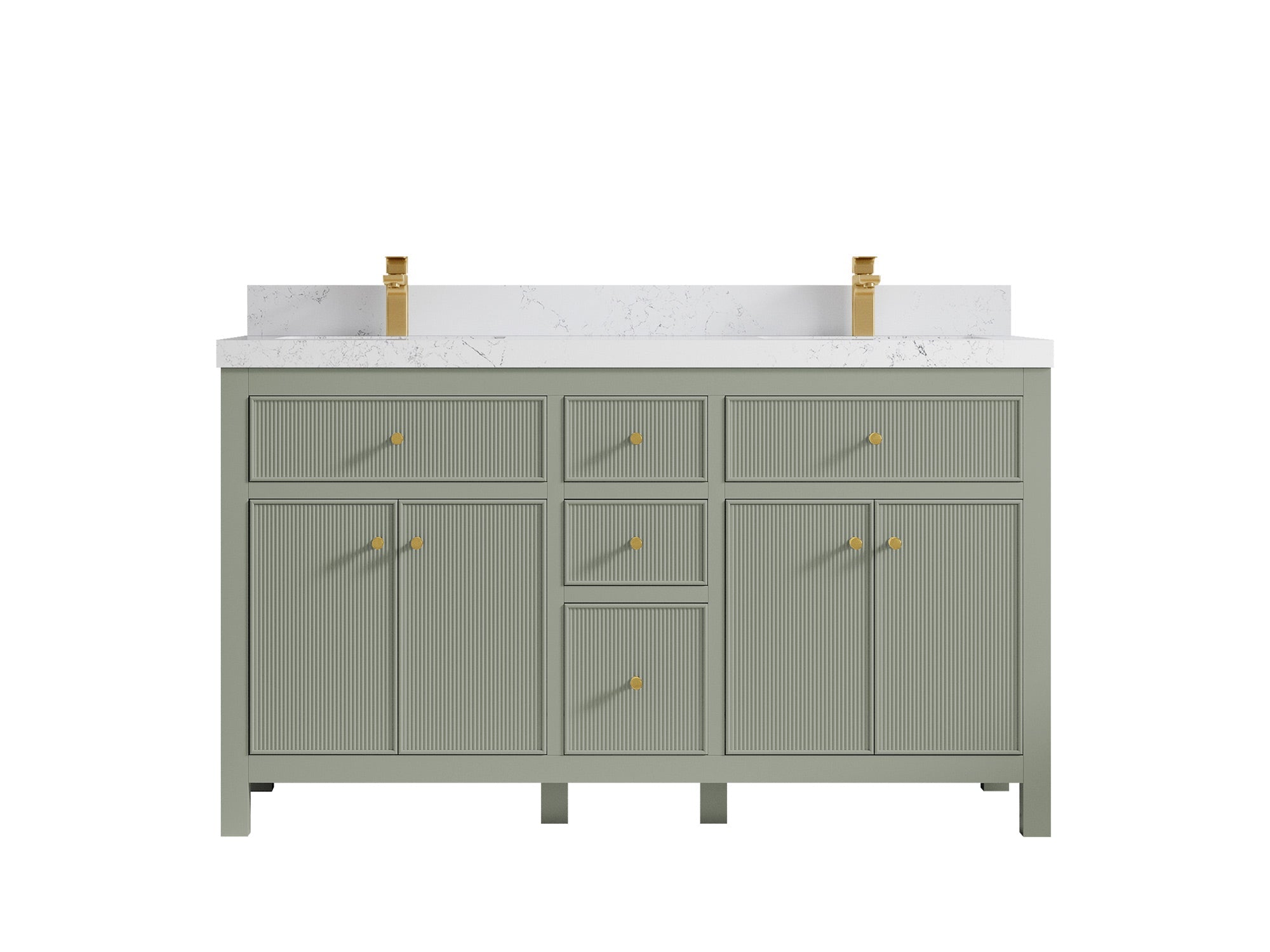 Sonoma 60 in W x 22 in D Free Standing Reeded Double Sink Bathroom Vanity