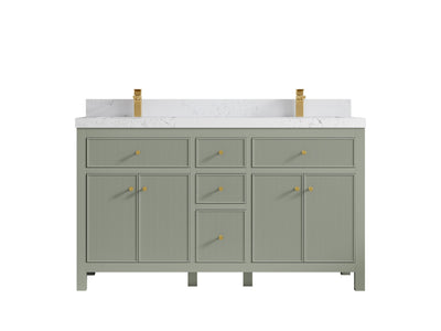Sonoma 60 in W x 22 in D Free Standing Reeded Double Sink Bathroom Vanity