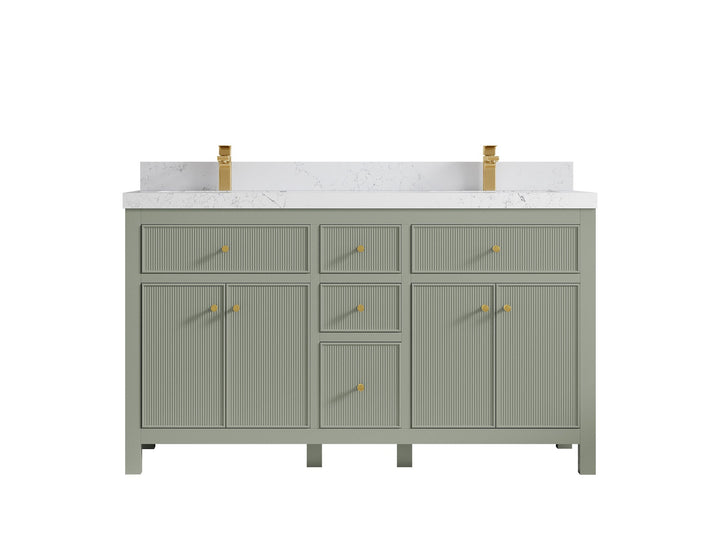 Sonoma 60 in W x 22 in D Free Standing Reeded Double Sink Bathroom Vanity - photo 18