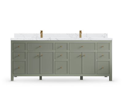 Sonoma84 Evergreen vanity with Empira White Quartz, Straight / Mitered, front view