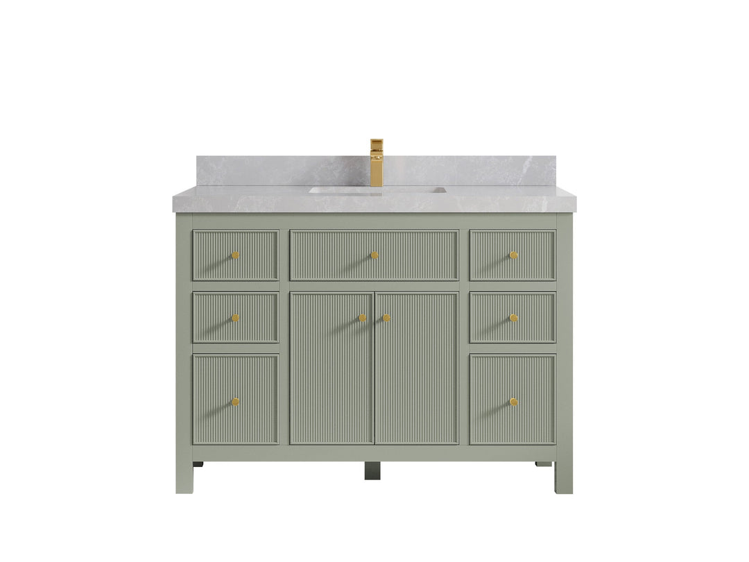 Sonoma 48 in. W x 22 in. D Single Sink Bathroom Vanity in Evergreen with 2 in. Pearl Light Gray Quartz Countertop