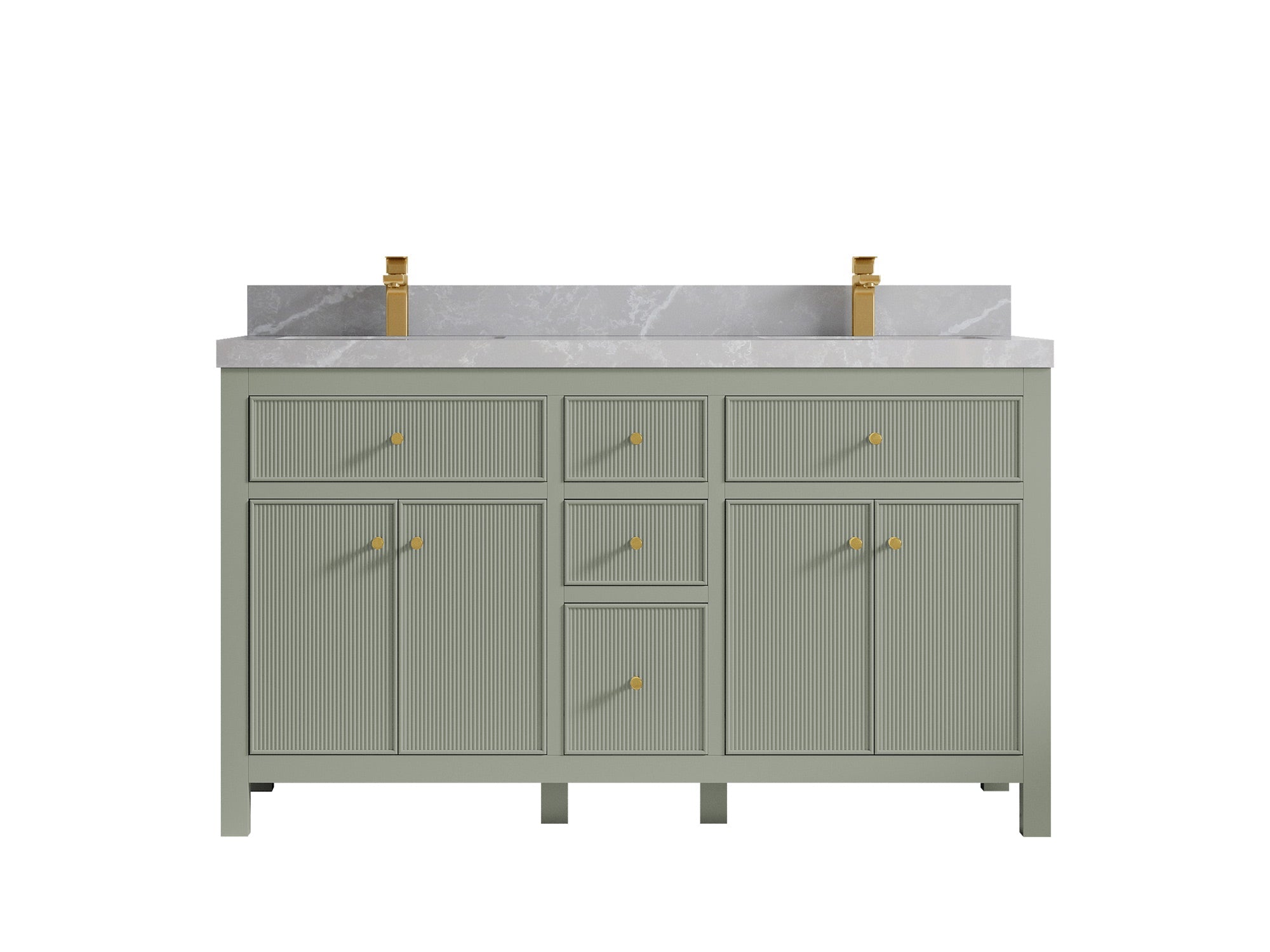 Sonoma 60 in W x 22 in D Free Standing Reeded Double Sink Bathroom Vanity