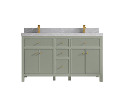 Sonoma 60 in W x 22 in D Free Standing Reeded Double Sink Bathroom Vanity