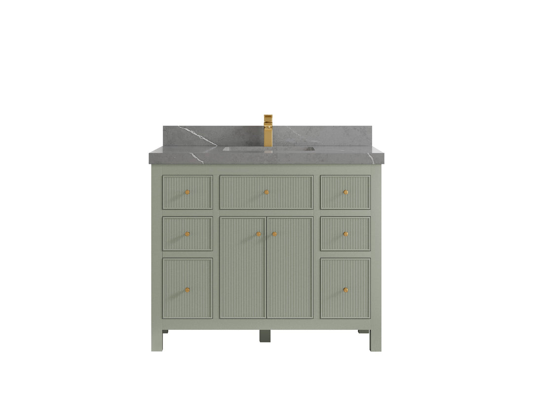 Sonoma 42 in. W x 22 in. D Single Sink Bathroom Vanity in Evergreen with 2 in. Piatra Gray Quartz Countertop