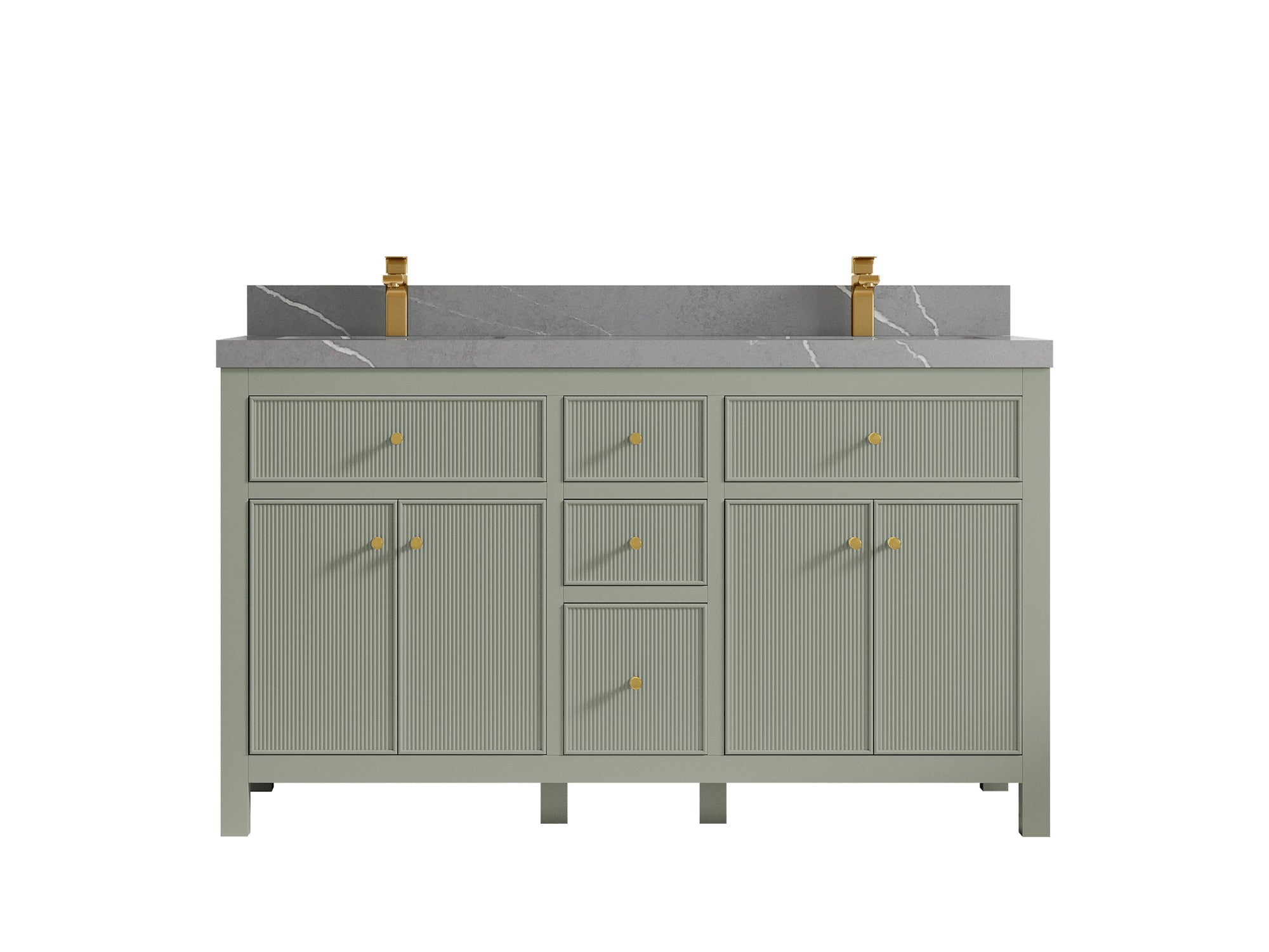 Sonoma 60 in W x 22 in D Free Standing Reeded Double Sink Bathroom Vanity