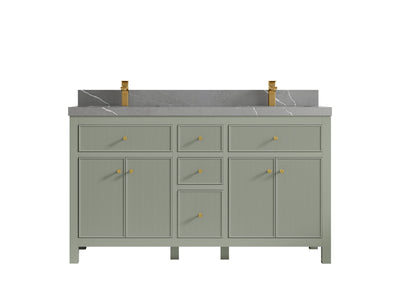 Sonoma 60 in W x 22 in D Free Standing Reeded Double Sink Bathroom Vanity