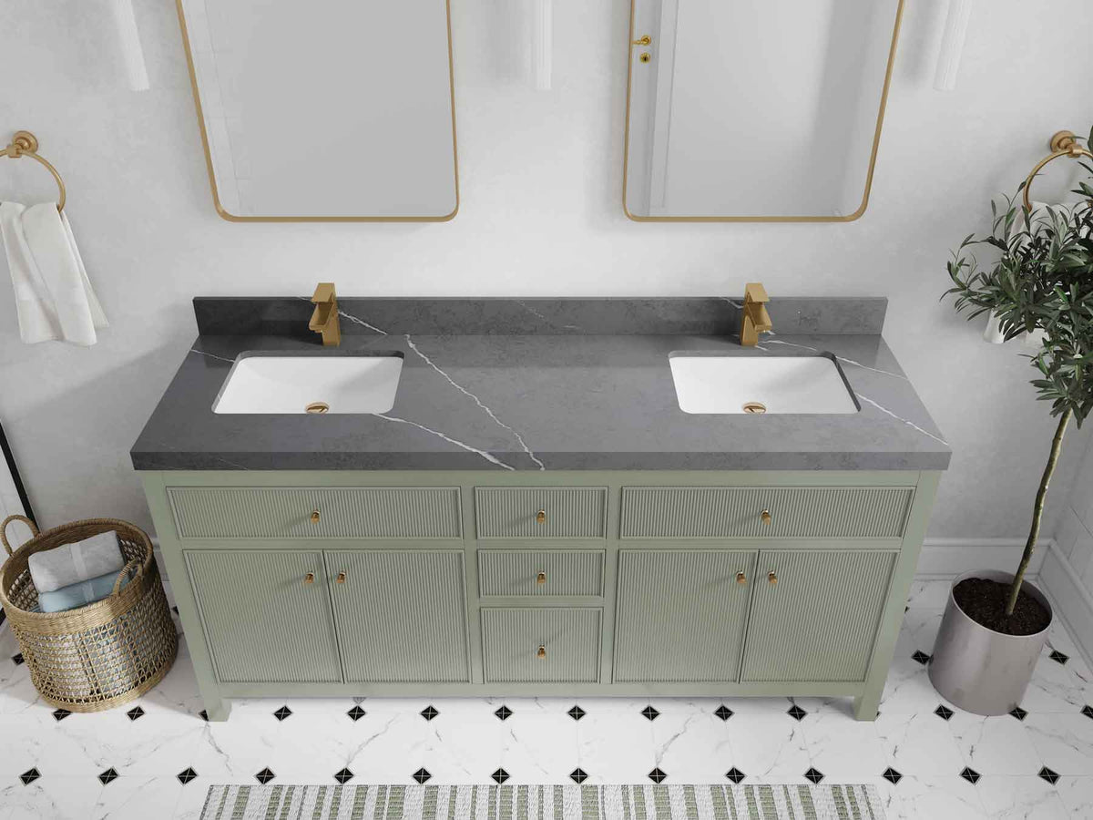Sonoma 72 in W x 22 in D Free Standing Reeded Double Sink Bathroom Vanity