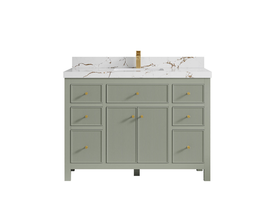 Sonoma 48 in. W x 22 in. D Single Sink Bathroom Vanity in Evergreen with 2 in. Viola Brown Quartz Countertop