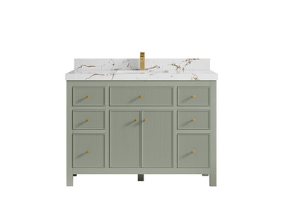 Sonoma 48 in. W x 22 in. D Single Sink Bathroom Vanity in Evergreen with 2 in. Viola Brown Quartz Countertop