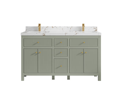 Sonoma 60 in W x 22 in D Free Standing Reeded Double Sink Bathroom Vanity