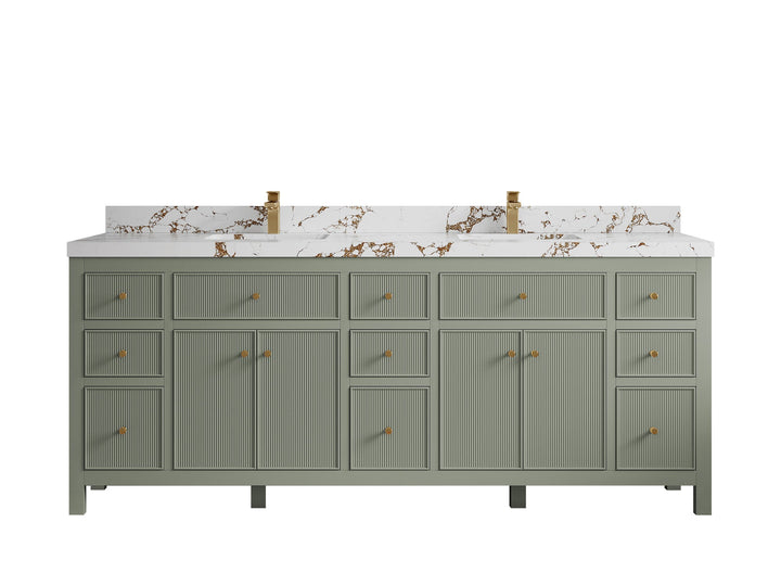 Sonoma 84 in W x 22 in D Free Standing Reeded Double Sink Bathroom Vanity - photo 26