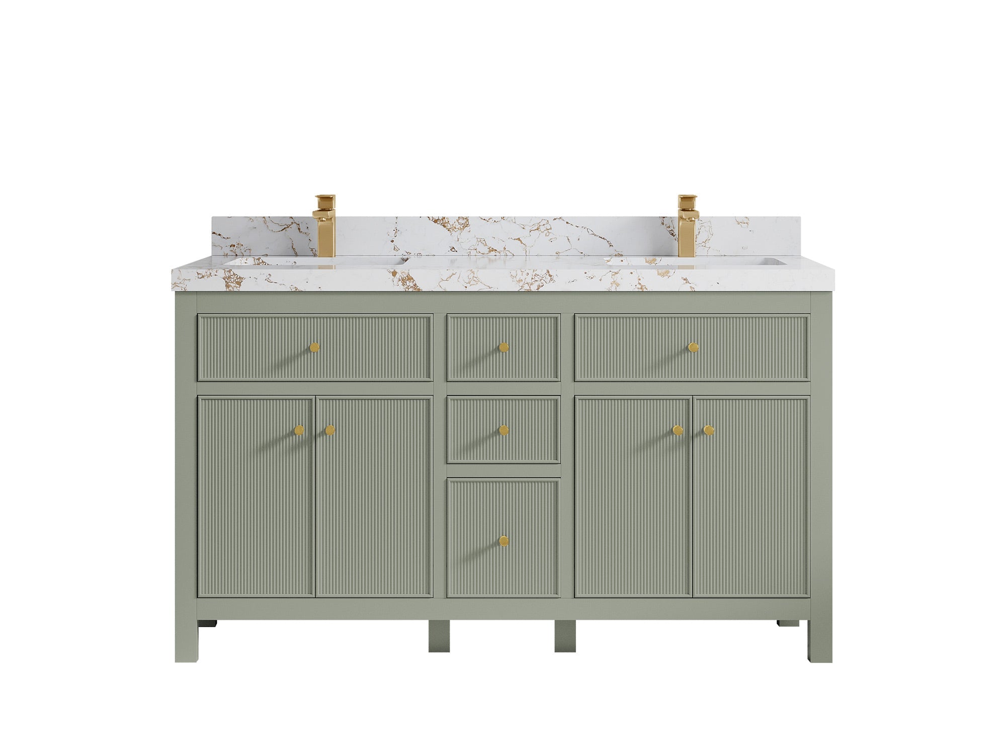 Sonoma 60 in W x 22 in D Free Standing Reeded Double Sink Bathroom Vanity