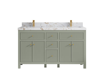 Sonoma 60 in W x 22 in D Free Standing Reeded Double Sink Bathroom Vanity