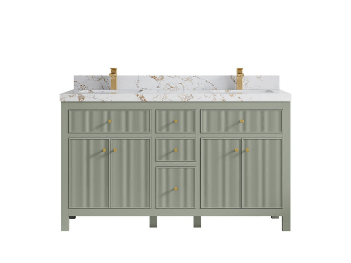 Sonoma 60 in W x 22 in D Free Standing Reeded Double Sink Bathroom Vanity - photo 22
