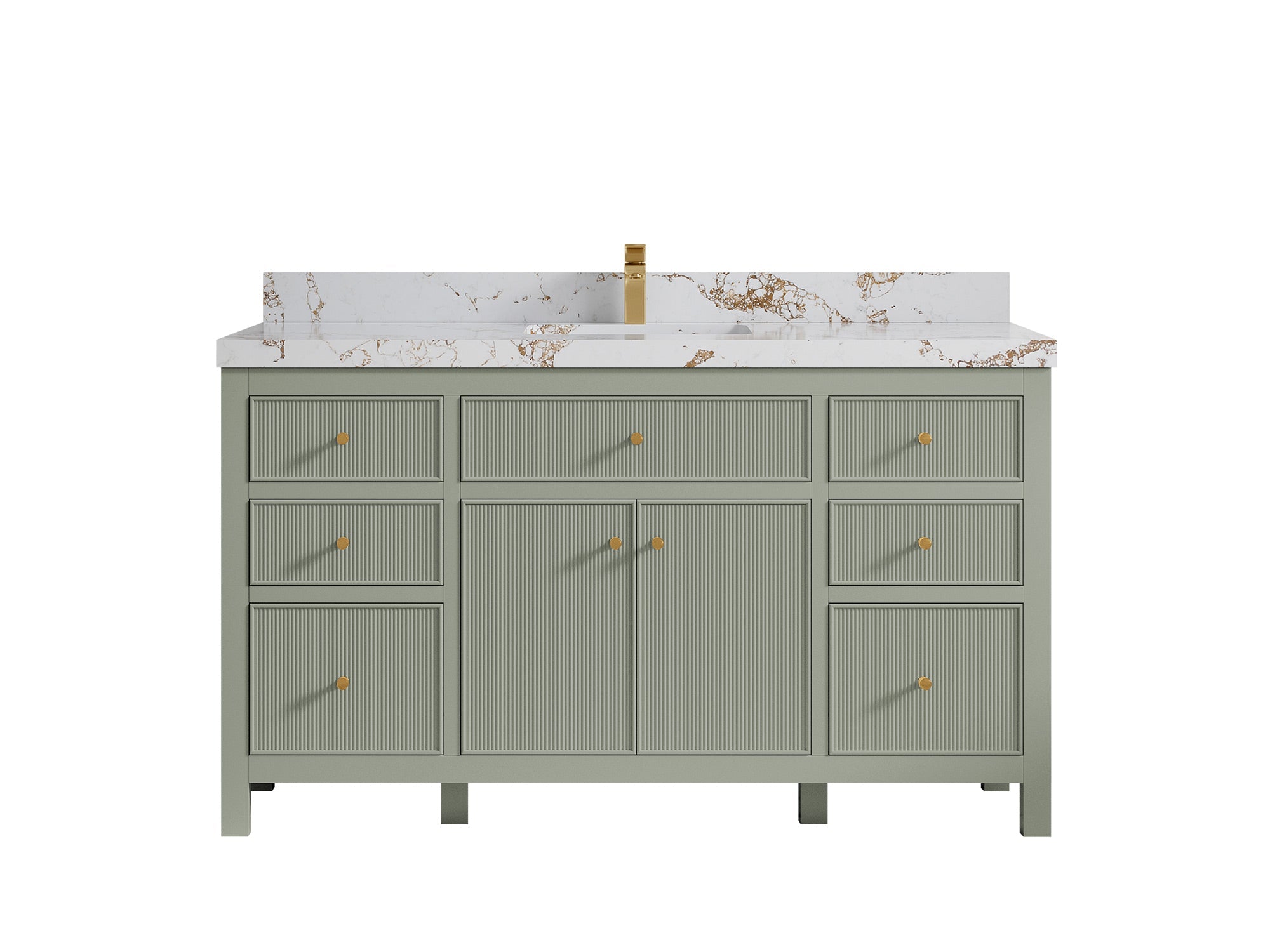 Sonoma 60 in W x 22 in D Free Standing Reeded Single Sink Bathroom Vanity