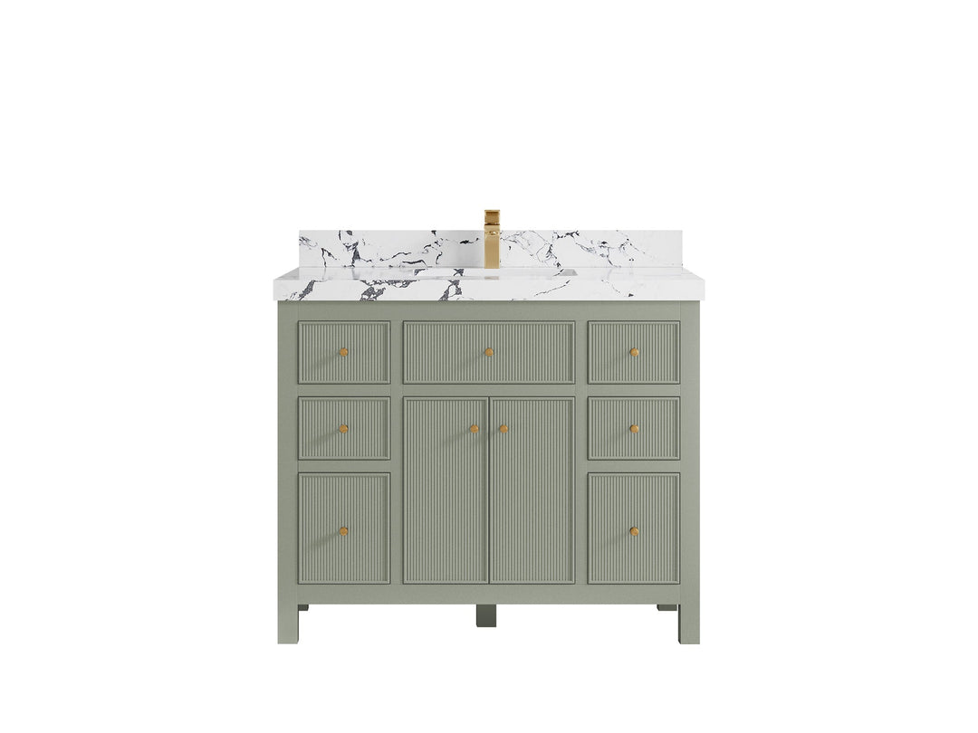 Sonoma 42 in. W x 22 in. D Single Sink Bathroom Vanity in Evergreen with 2 in. Viola Night Quartz Countertop