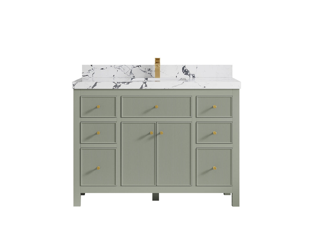 Sonoma 48 in. W x 22 in. D Single Sink Bathroom Vanity in Evergreen with 2 in. Viola Night Quartz Countertop