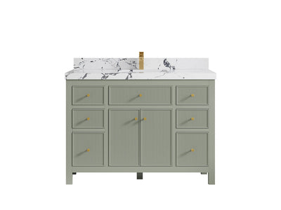 Sonoma 48 in. W x 22 in. D Single Sink Bathroom Vanity in Evergreen with 2 in. Viola Night Quartz Countertop