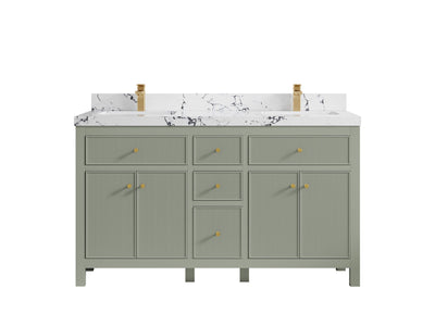 Sonoma 60 in W x 22 in D Free Standing Reeded Double Sink Bathroom Vanity