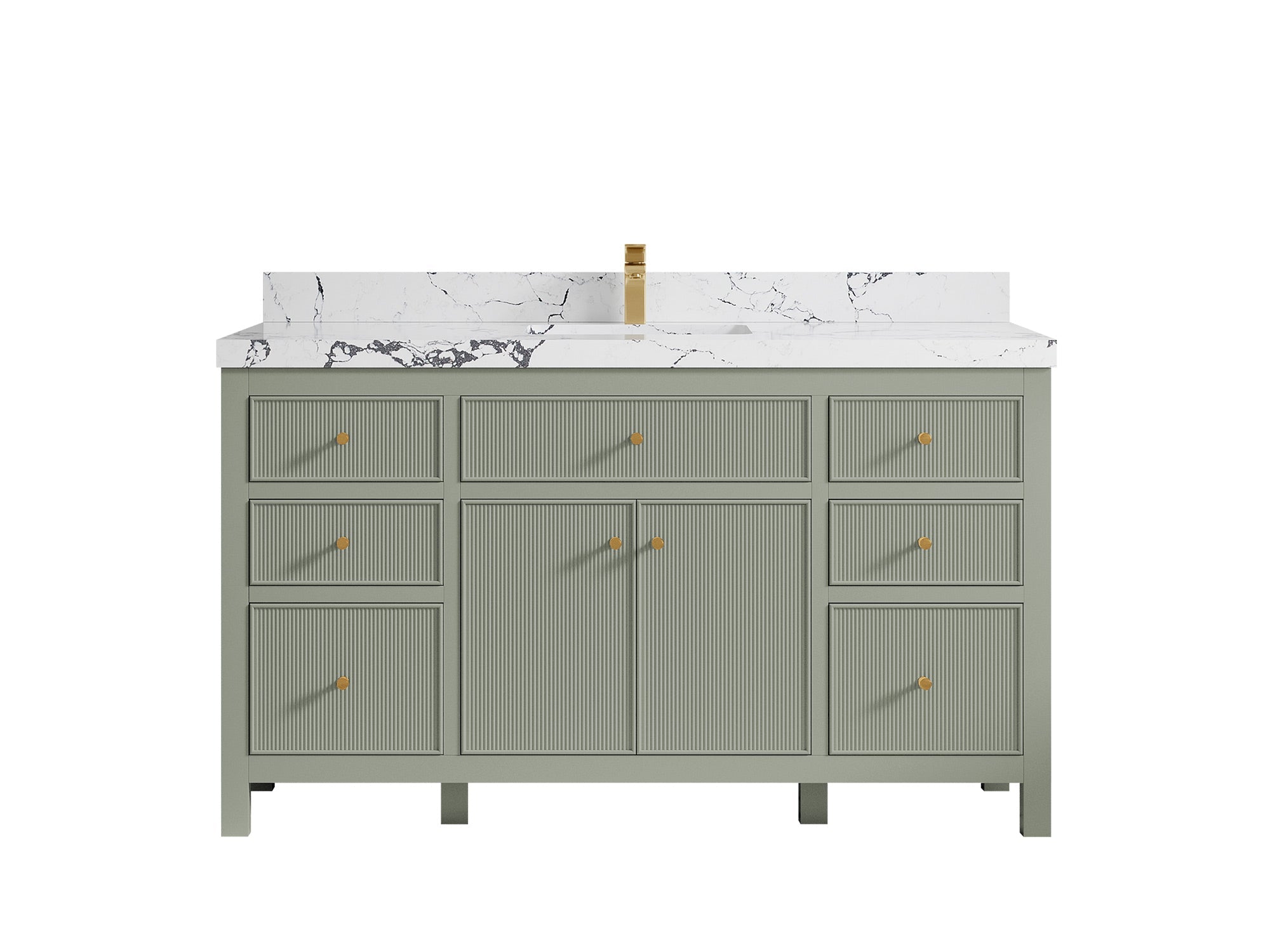 Sonoma 60 in W x 22 in D Free Standing Reeded Single Sink Bathroom Vanity