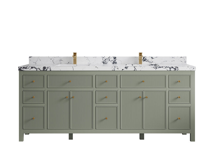 Sonoma 84 in W x 22 in D Free Standing Reeded Double Sink Bathroom Vanity - photo 28