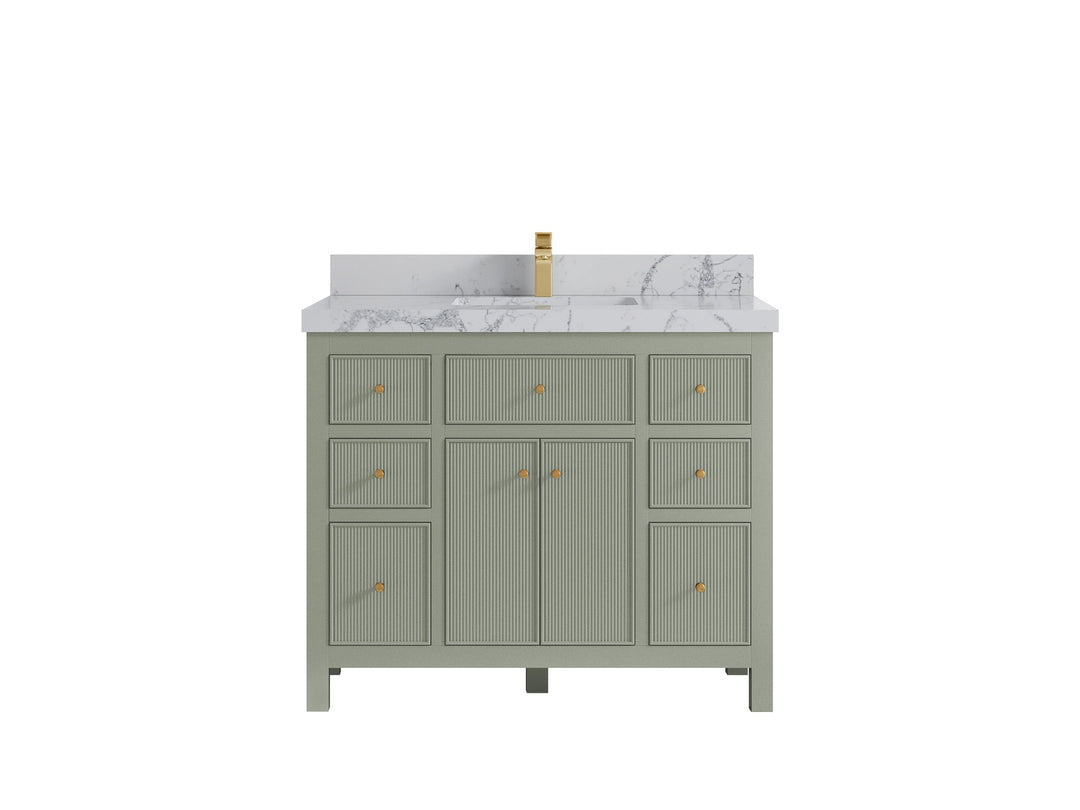 Sonoma 42 in. W x 22 in. D Single Sink Bathroom Vanity in Evergreen with 2 in. Venatino Quartz Countertop