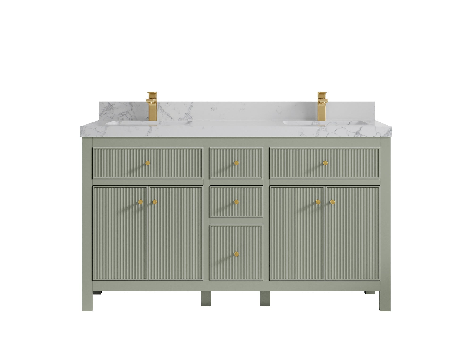 Sonoma 60 in W x 22 in D Free Standing Reeded Double Sink Bathroom Vanity