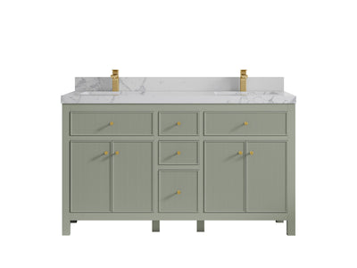 Sonoma 60 in W x 22 in D Free Standing Reeded Double Sink Bathroom Vanity