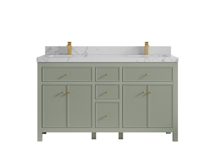 Sonoma 60 in W x 22 in D Free Standing Reeded Double Sink Bathroom Vanity - photo 24