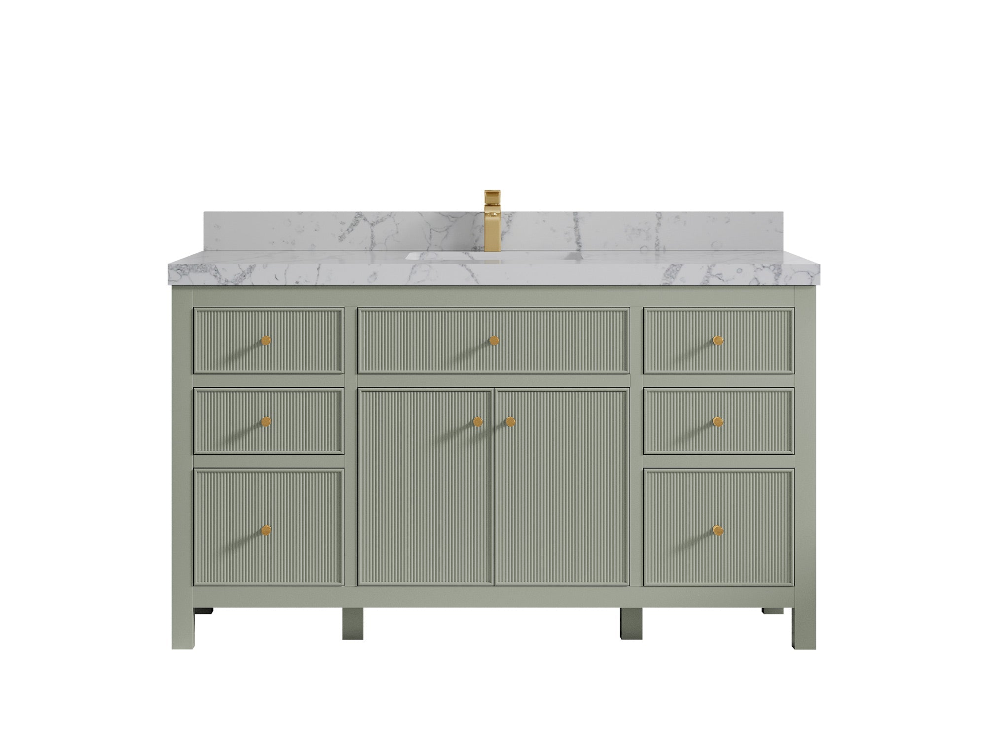 Sonoma 60 in W x 22 in D Free Standing Reeded Single Sink Bathroom Vanity