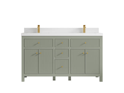 Sonoma 60 in W x 22 in D Free Standing Reeded Double Sink Bathroom Vanity