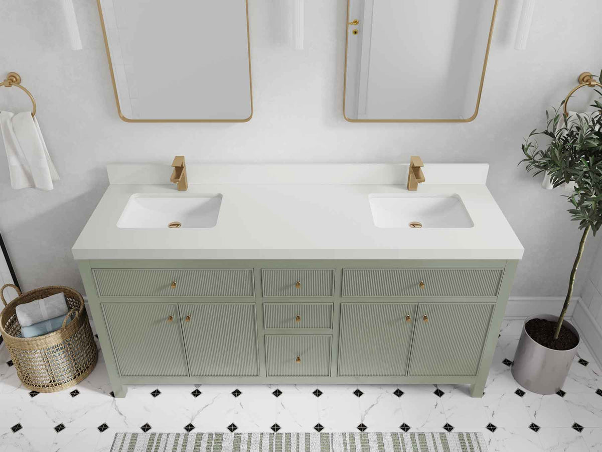 Sonoma 72 in W x 22 in D Free Standing Reeded Double Sink Bathroom Vanity