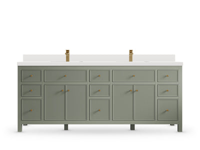Sonoma84 Evergreen vanity with White Quartz, Straight / Mitered, front view