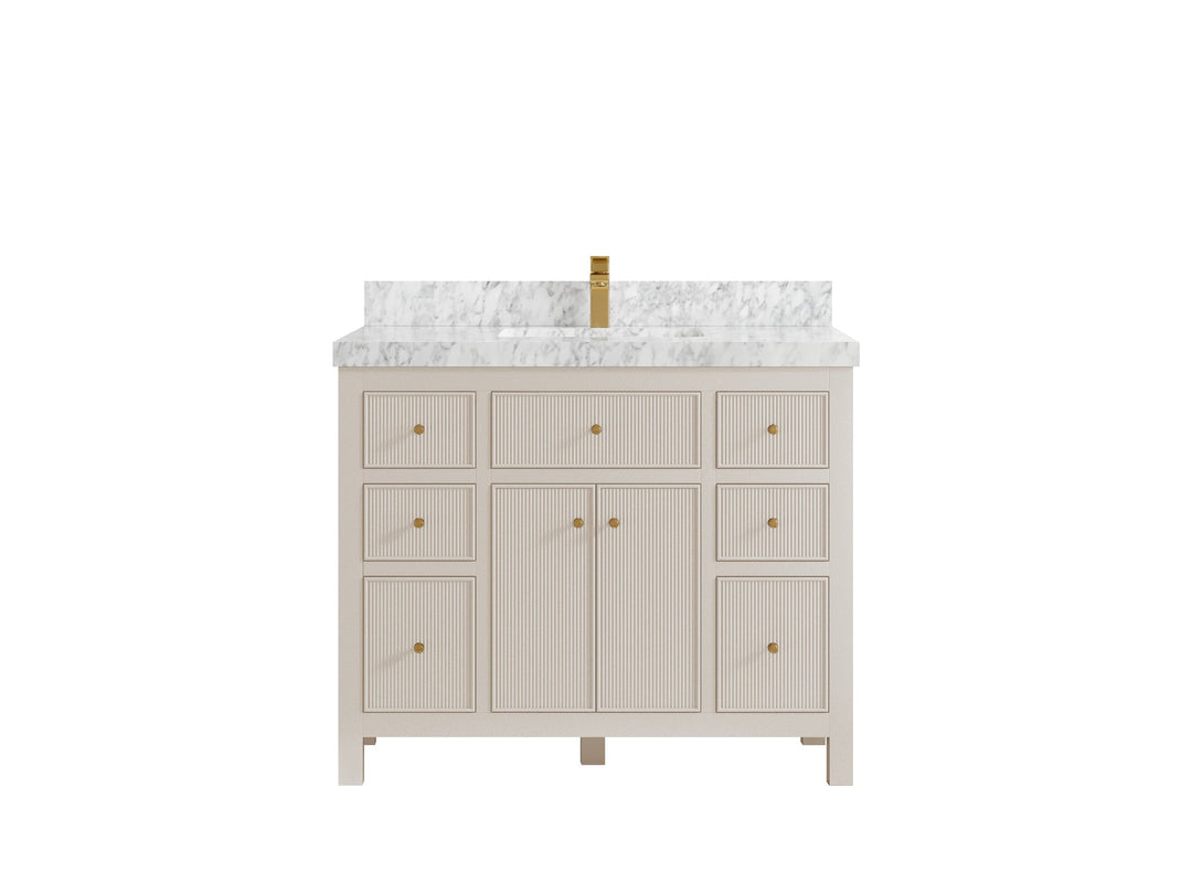 Sonoma 42 in. W x 22 in. D Single Sink Bathroom Vanity in Fine Grain with 2 in. Carrara Marble Countertop