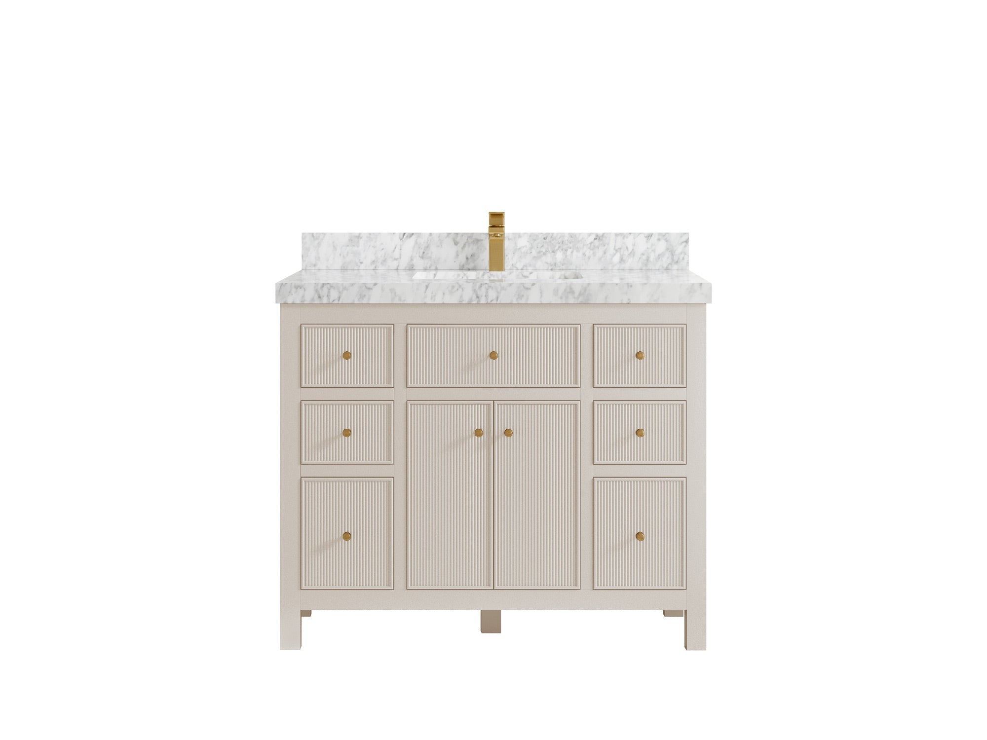 Sonoma 42 in. W x 22 in. D Single Sink Bathroom Vanity in Fine Grain with 2 in. Carrara Marble Countertop