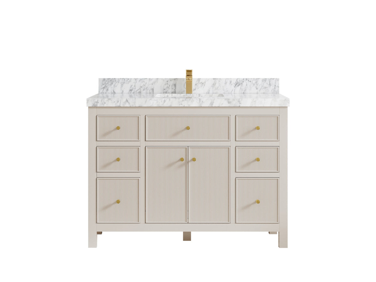 Sonoma 48 in. W x 22 in. D Single Sink Bathroom Vanity in Fine Grain with 2 in. Carrara Marble Countertop