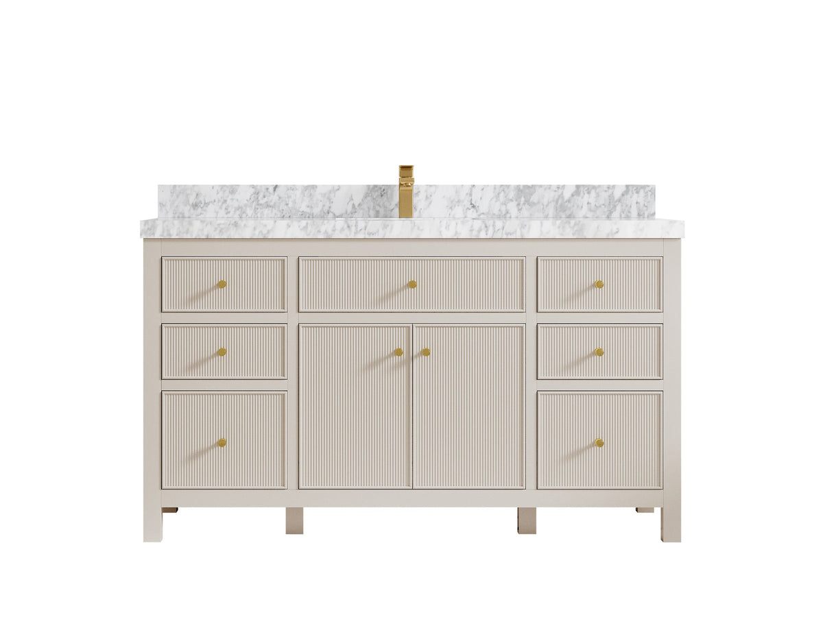 Sonoma 60 in W x 22 in D Free Standing Reeded Single Sink Bathroom Vanity