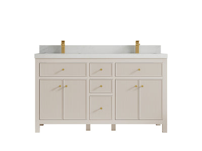 Sonoma 60 in W x 22 in D Free Standing Reeded Double Sink Bathroom Vanity